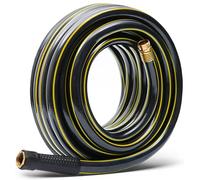 Solution4 - Tubo da giardino per case e patio, senza pieghe, 1,9 cm x 7,6 m, colore nero, nessuna perdita, resistente, alta pressione dell'acqua, raccordi maschio/femmina in ottone #G-H165B09, senza