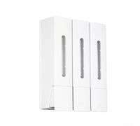 Soluzione compatta per il bagno, dispenser di sapone a 3 camere, montaggio a parete, capacità 400 ml, per liquidi (bianco)