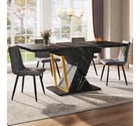 Soluzione da tavolo modulare per 6 ospiti - lunghezza regolabile (110/140 cm), vassoio nero e design in legno pulito