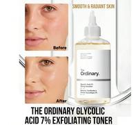 Soluzione Tonico Acido Glicolico 7% The Ordinary, Esfoliazione, Rimozione delle cellule morte, Migliora la texture della pelle, Confezione con contagocce, Colore arancione dorato chiaro, Rinfrescante