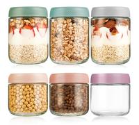 Solvant Vasetti Vetro Confezione Da 6, Barattoli Vetro Con Coperchio Vite Per Avena Notturna, Insalata, Yogurt, Budino, Chutney, Marmellata,Per La Preparazione Dei Pasti In Barattolo Di Vetro
