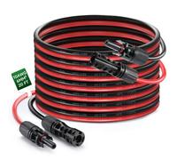 Solvazcable Cavo di prolunga per pannello solare con connettori femmina e maschio impermeabili, 10 AWG/12 AWG, 3 m, 6,1 m, 9,1 m, 15,2 m, per pannelli solari e sistemi fotovoltaici (rosso e nero)
