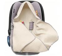 Solvera Copertina Ovetto Estiva, 100% Cotone Nido d'Ape per Maxi Cosi e Passeggino | con Cappuccio e Velcro, Traspirante, Senza Imbottitura | 80x80 cm, 0-6 Mesi, Oeko-Tex (Lino)
