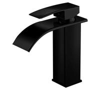 SOLVEX Rubinetto da bagno a cascata, rubinetto bagno, rubinetto a cascata per bagno nero, in acciaio inox cromato, miscelatore monocomando per lavabo regolabile a caldo e a freddo, SP-10055-N