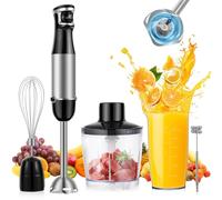 SOLVIEW Frullatore a Immersione 5 in 1 Multifunzione, 1500 W Minipimer Immersione con Regolazione Continua, Frusta, Montalatte, Tritatutto da 500 ml e Misurino da 600 ml, Mixer Cucina