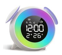 SOLVIEW Sveglia Bambini, Sveglia Digitale da Comodino Ricaricabile con 15 Colori Luce Notturna, Simulazione Alba/Tramonto, 2 Allarme, Snooze, 7 Suonerie, Modalità Weekend, 12/24 Ore