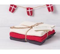 Solwang Panni Lavaggio Crema Grigio Rosso Combinato Lavorato a Maglia 3er Set