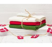 Solwang Panni Lavaggio Crema Verde Rosso Combinato Lavorato a Maglia 3er Set