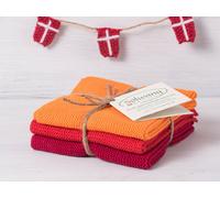 Solwang Panni Lavaggio Rosso Arancio Scuro Combinato Lavorato a Maglia 3er Set