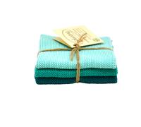 Solwang Panni Lavaggio Turchese Verde Combinato Chiaro 3er Set Fazzoletti Legno&