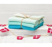 Solwang Panno Da Cucina AQUA Turchese Chiaro Combinato Set Da 3 Panni