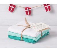 Solwang Panno Da Cucina Bianco Aqua Turchese Combinato Set Da 3 Panni