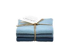 Solwang Set di 3 panni per la pulizia in acciaio inox, 100% cotone, 25 x 25 cm, colore: blu rustico
