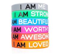 Solza Braccialetti in silicone motivazionali Set di 6 braccialetti in silicone, 6 colori e 6 messaggi diversi che daranno luce alla tua giornata | Taglia Unisex Adulti, 20 cm x 1,2 cm | Non tossic