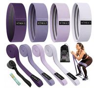 Sōma Elastici Fitness - Elastico Palestra Antiscivolo + Resistenti per Tonificare - Elastici Palestra per allenamento della Forza/Pilates/Fitness. Fascia Elastica in Tessuto (8 Elastici (Lilla))