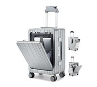 Somago Front-Open 20 Inch Carry On PC Hardside Alluminio Frame Bagagli | Porta USB integrata, portabicchieri, serratura TSA, scomparto per laptop, ruote girevoli silenziose, separazione a secco e