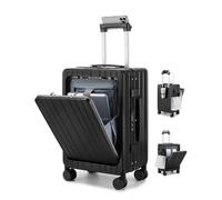 Somago Front-Open 20 Inch Carry On PC Hardside Alluminio Frame Bagagli | Porta USB integrata, portabicchieri, serratura TSA, scomparto per laptop, ruote girevoli silenziose, separazione a secco e