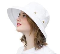 Somaler Cappello da Sole da Donna, Decorazione Bottone-Bianco, Taglia Unica