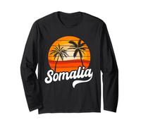 Somalia Tramonto Palme Retro Beach Design Maglia a Manica