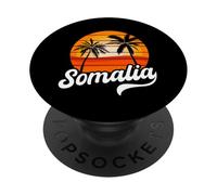 Somalia Tramonto Palme Retro Beach Design PopSockets PopGrip Adesivo