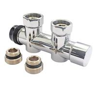 SOMATHERM FOR YOU, 601521501, Distributore termostatico cromato a pavimento per installazione bitubo MF1/2 (15x21), Corpo dritto cromato per montaggio con semplice avvitamento su radiatore.