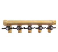 SOMATHERM FOR YOU - Collettore di ottone con mini-valvole integrate - 5 partenze Maschile 15/21-20/27 Female ingresso - uscita Buck 20/27