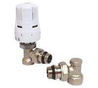 SOMATHERM FOR YOU - Kit Termostatico 2 Pezzi Angolo 1/2, Attacco Universale M30x1,5, attacco 15/21, Guarnizione Laterale Radiatore, Valvola Termostatica, Gomito di Regolazione