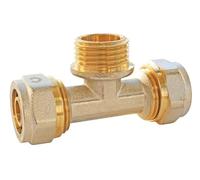 SOMATHERM FOR YOU - Raccord a T a Compression per Tubo Multistrato Ø16mm - Maschio Centrale 15/21 (1/2") - Installazione Facile e Veloce - Grigio/Argento - Ideale per Riscaldamento e Sanitari