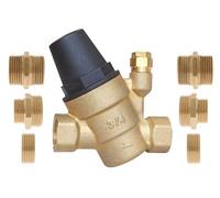 SOMATHERM FOR YOU - Riduttore di Pressione Regolabile a Membrana - Compatto e Facile da Installare - FF3/4" con Multi-Raccordi - Pressione Uscita Regolabile 1-5 Bar - Giallo