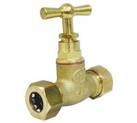 SOMATHERM FOR YOU - Rubinetto d’Arresto Dritto in Ottone con Giunzione Istantanea Ø12 mm - Doppio Maschio 15/21 - Corpo in Ottone Grezzo - Testa a Staffa - Giallo