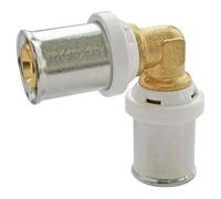 SOMATHERM FOR YOU - Set di 10 Gomiti Uguali a Pressare per Tubo Multistrato Ø20 - Multisertaggio TH/H/U - Corpo Ottone CW617N - Manicotto in Acciaio Inox - Finestra di Controllo