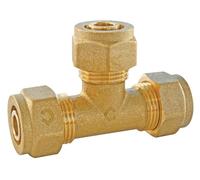 Somatherm for you - Tee di compressione (a vite) uguale per il tubo per Ø16 Consente di collegare un tubo per Ø16 mediante un semplice avvitatura a un dado senza strumento specifico (sono sufficienti 2 tasti piatti)