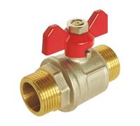 SOMATHERM FOR YOU - Valvola a sfera - doppia maschio 12/17 - Maniglia a farfalla - Portata d'acqua ottimale con passaggio integrale - Tenuta tramite guarnizioni O-ring
