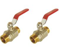 SOMATHERM PER TE - valvola a sfera - doppio maschio 15/21 - manico reversibile piatto - flusso ottimale con il passaggio totale (Confezione da 2)