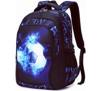 SOMBLG Ragazzi Zaino Per Bambini Zaino Scuola Elementare Bambino Bimbo Impermeabili 18 Pollici (5-Blu Calcio)