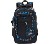 SOMBLG Zaino Scuola Ragazzo Elementare Bambino Media Maschio Ragazzi Elementari Bimbo Cartella Impermeabile Superiore (1-Blu)