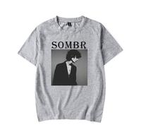 Sombr Live 2025 Tour North America & EU Tee T-Shirt Unisex Adulto Manica Corta Maglioni Streetwear Album Merch Grafica Classica, Grigio, L