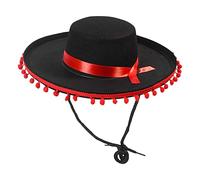 Sombrero Cappelli - Tessuto 55-60 cm | Cappello flamenco a tesa larga e pompon giocosi, cappelli per feste divertenti, cappello flamenco spagnolo | decorative a tema messicano per feste di