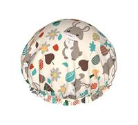 Sombrero de baño impermeable de erizo de dibujos animados con estampado de conejo lindo para cabello corto y largo forrado Gorros de ducha reutilizables elásticos de gran tamaño para salón de spa en c