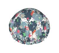 Sombrero de baño impermeable de erizo de dibujos animados de animales marinos para cabello corto y largo forrado y gorros de ducha reutilizables elásticos de gran tamaño para salón de spa en casa
