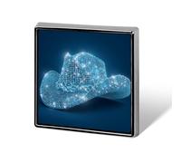 Sombrero de vaquero con diamantes de imitación azules, broches y alfileres unisex de estilo disco de los años 80, insignia de solapa cuadrada y ligera, joyería para ropa, chal y sombrero.