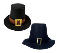 Sombrero Peregrino Hombre - Chistera Negra Aadjustable Acción Gracias Con Hebilla Dorada | Accesorio Disfraz Divertido Día, Cosplay, Riuniones Familiares & Feste Temáticas | Apto Adultos & Adoles