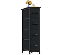 Somdot Cassettiera Camera da Letto in Tessuto, Mobiletto Salvaspazio, Settimino per Soggiorno, Studio, Cameretta, Ingresso, 48P x 20l x 75H (4 Cassetti), Nero