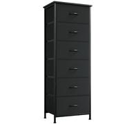 Somdot Cassettiera Camera da Letto in Tessuto, Mobiletto Salvaspazio, Settimino per Soggiorno, Studio, Cameretta, Ingresso, 30P x 42l x 115H (6 Cassetti), Nero