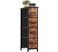 Somdot Cassettiera Camera da Letto in Tessuto, Mobiletto Salvaspazio, Settimino per Soggiorno, Studio, Cameretta, Ingresso, 48P x 20l x 75H (4 Cassetti), Effetto grano di legno