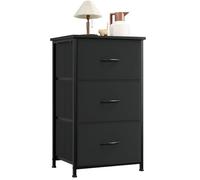 Somdot Cassettiera Camera da Letto in Tessuto, Mobiletto Salvaspazio, Settimino per Soggiorno, Studio, Cameretta, Ingresso, 30P x 42l x 71,5H (3 Cassetti), Nero