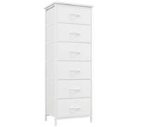 Somdot Cassettiera Camera da Letto in Tessuto, Mobiletto Salvaspazio, Settimino per Soggiorno, Studio, Cameretta, Ingresso, 30P x 42l x 115H (6 Cassetti), Bianco