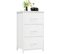 Somdot Cassettiera Camera da Letto in Tessuto, Mobiletto Salvaspazio, Settimino per Soggiorno, Studio, Cameretta, Ingresso, 30P x 42l x 71,5H (3 Cassetti), Bianco