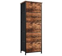 Somdot Cassettiera Camera da Letto in Tessuto, Mobiletto Salvaspazio, Settimino per Soggiorno, Studio, Cameretta, Ingresso, 30P x 42l x 114,5H (5 Cassetti), Effetto grano di legno