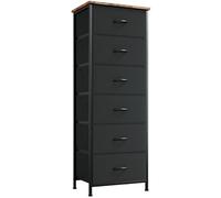 Somdot Cassettiera Camera da Letto in Tessuto, Mobiletto Salvaspazio, Settimino per Soggiorno, Studio, Cameretta, Ingresso, 30P x 42l x 115H (6 Cassetti), Nero e Marrone Rustico